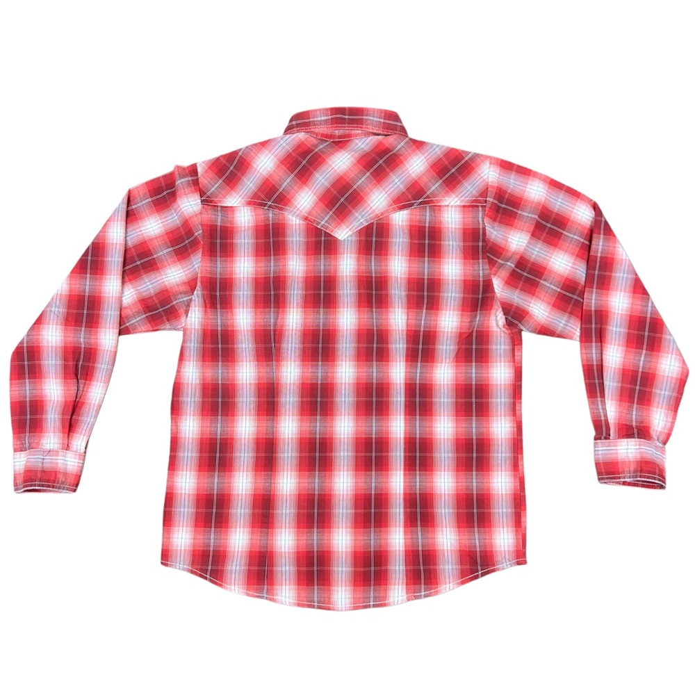Cowgirl Legend Girls XL Western Pearl Snap Plaid Shirt Red Rodeo Cowgirl - Picture 2 of 4